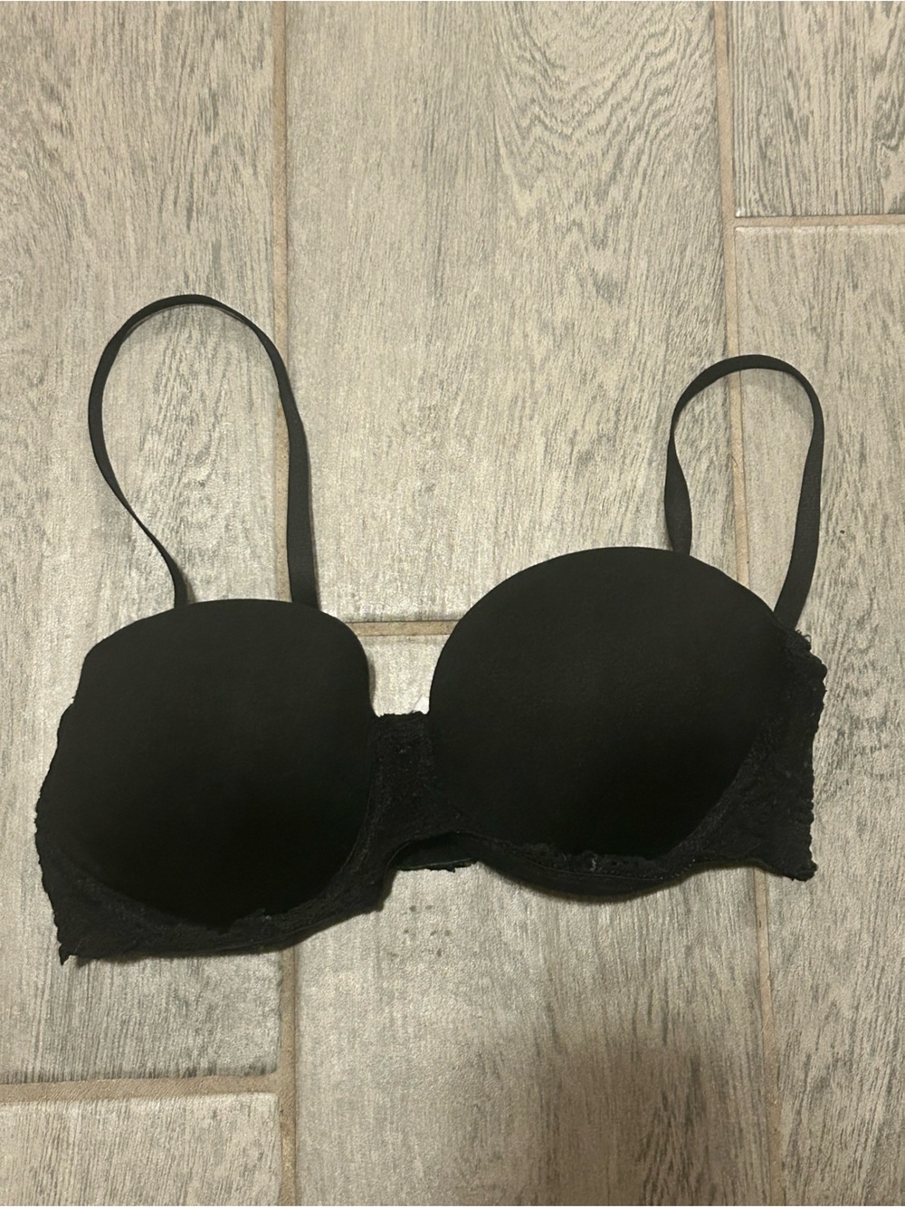 curve necessities Black Lace Trim Women's Push-Up Bra -size 34C